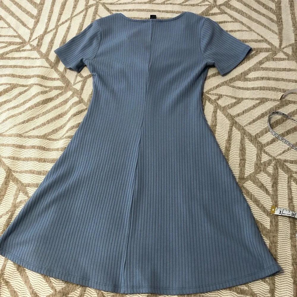 Forever 21 Light Blue Ribbed Twist-Front Mini Dress - Picture 9 of 10